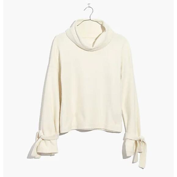 Madewell Mockneck Tie-Cuff Cotton Sweater Size Medium - Picture 3 of 9